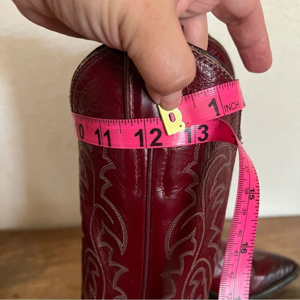 Justin Deep Red Leather Talk Boots Style J7521 Size 3C